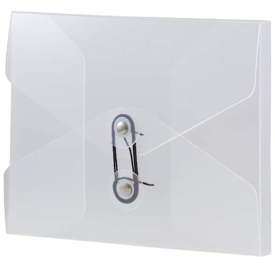 JAM Paper Clear 5.25" x 6.75" Button & String Plastic Portfolio